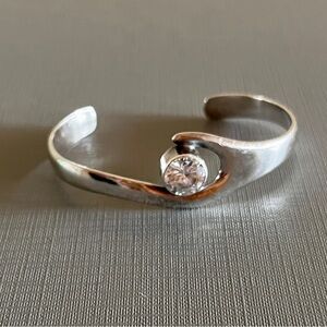 Sterling Silver Cuff Bracelet with Crystal